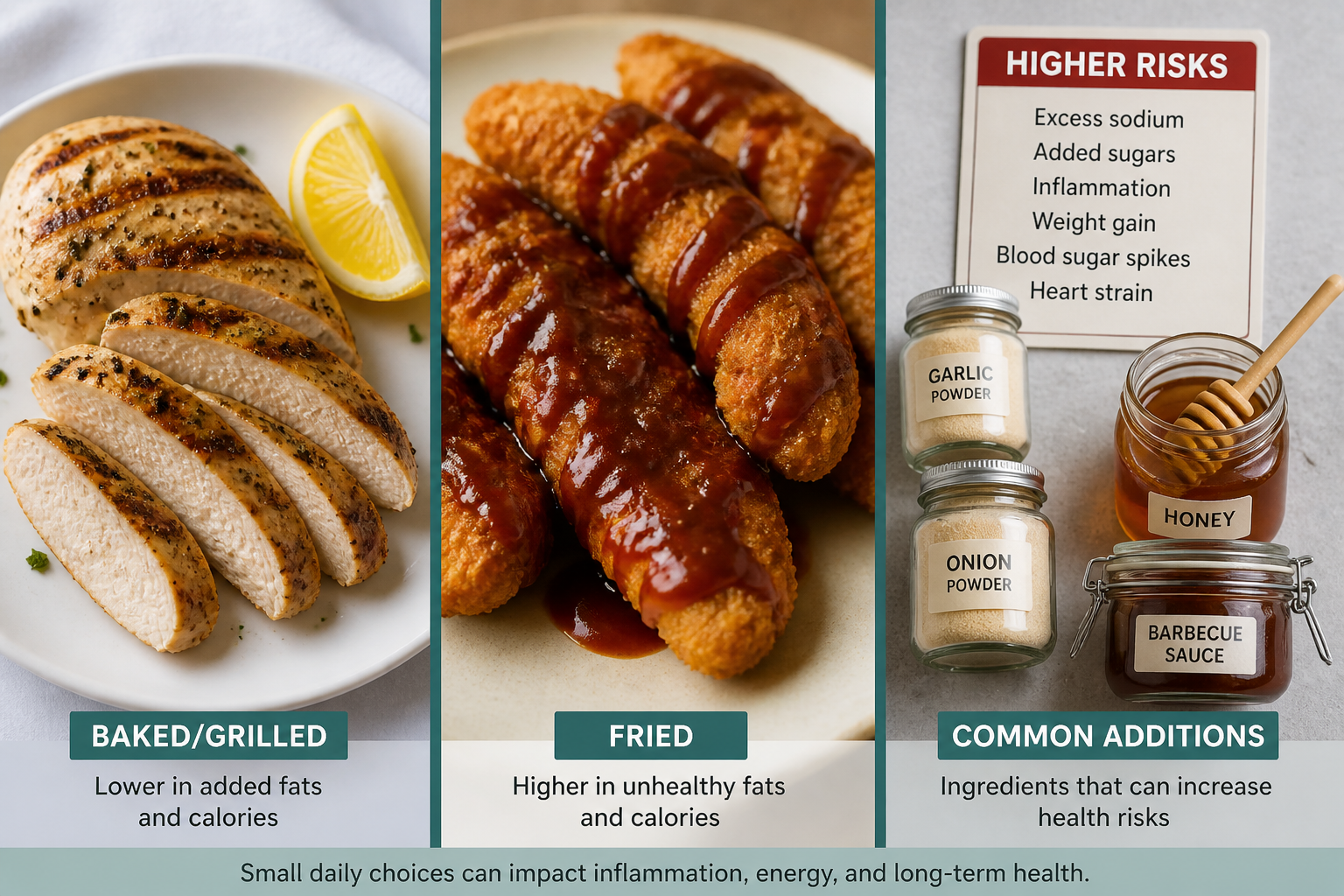 Comparison: grilled chicken vs fried tenders and common seasoning triggers for IBS