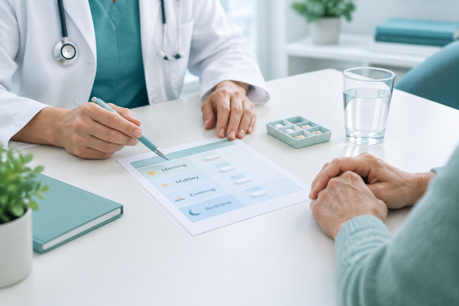 Patient reviewing PPI medicine instructions for peptic ulcer healing
