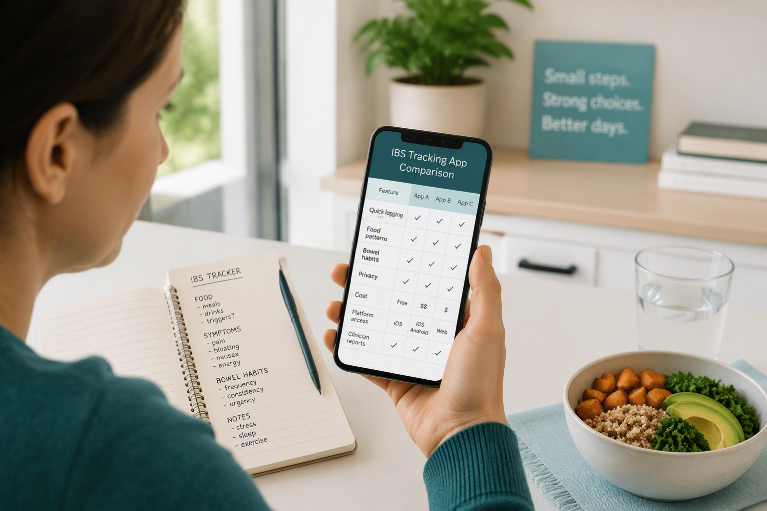 Choosing an IBS tracking app by food logs, bowel habits, privacy, cost, and reports