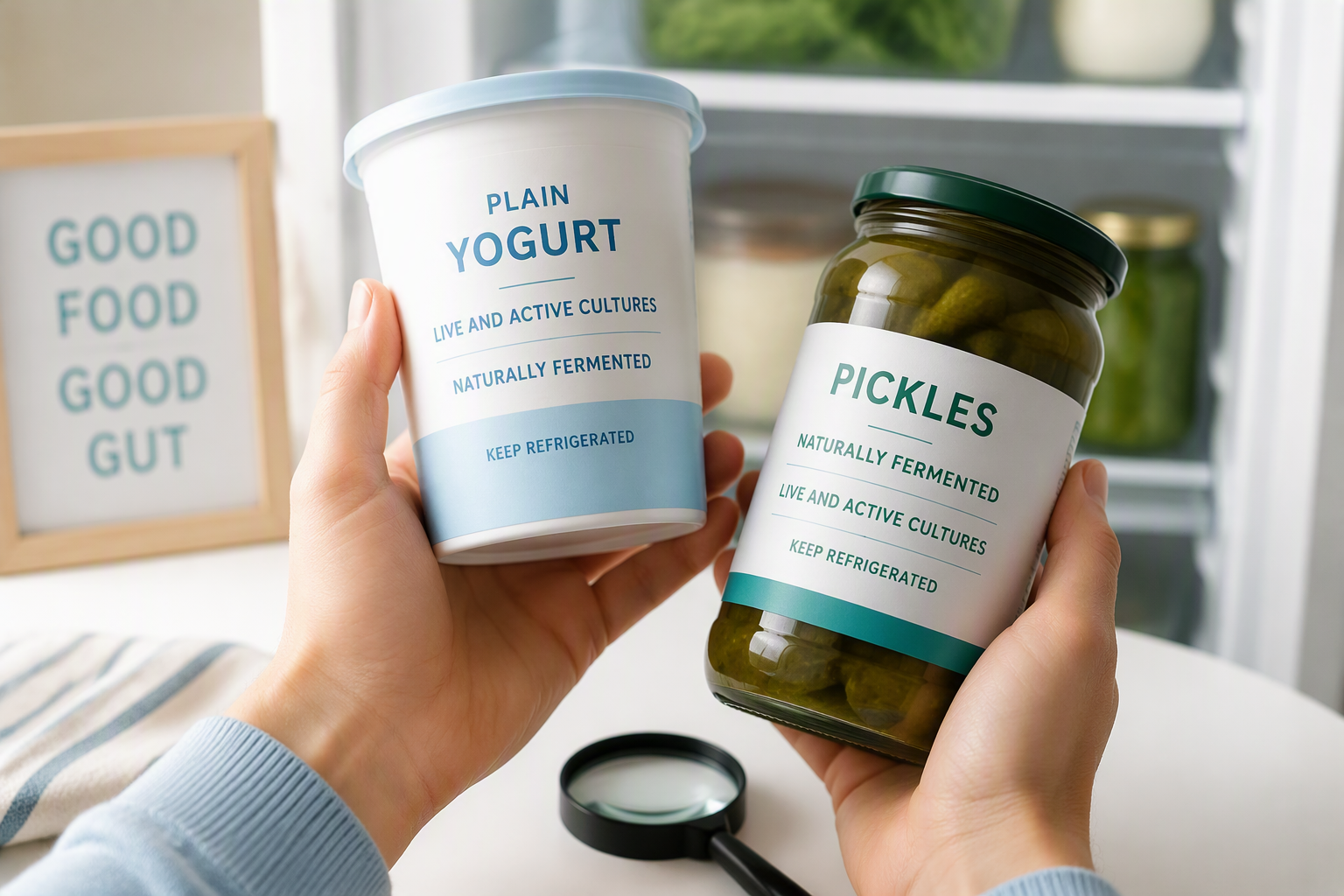 Reading food labels for live and active cultures, refrigeration, and naturally fermented foods