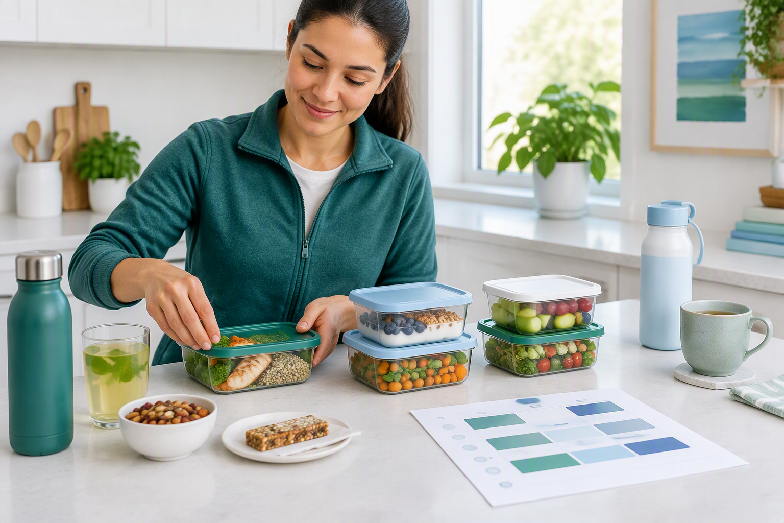 Portable meals, hydration, and routines for rotating shifts and digestive health