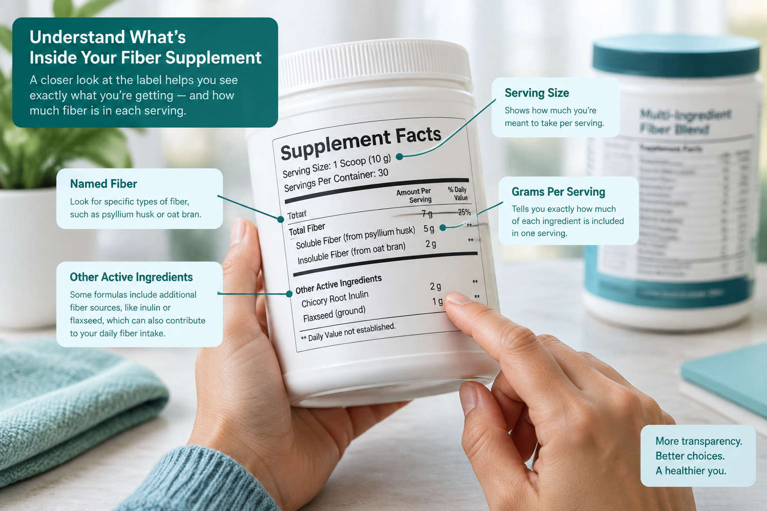 Reading a Supplement Facts panel to compare prebiotic fiber ingredients