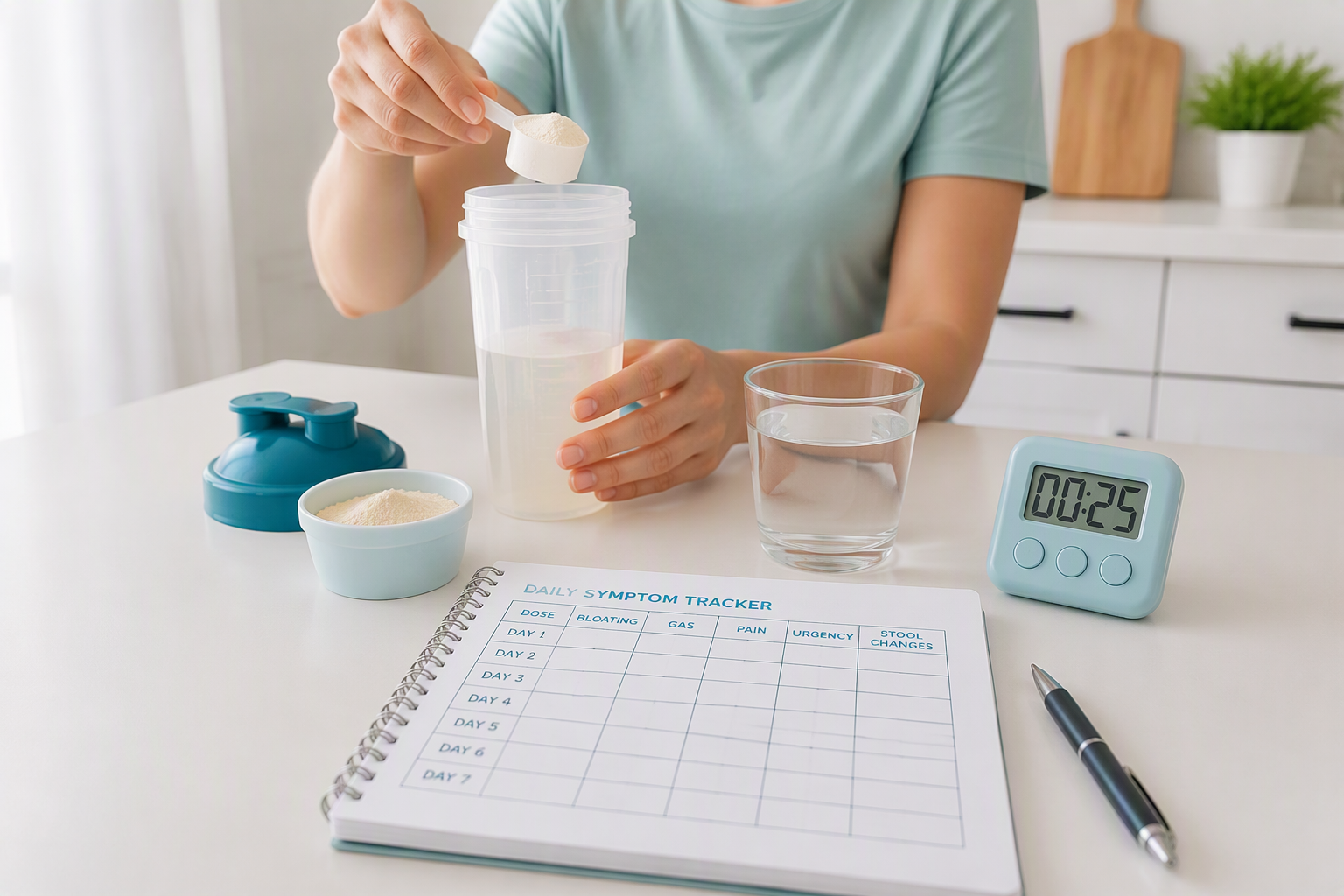 At-home low FODMAP protein powder tolerance test and IBS symptom tracking