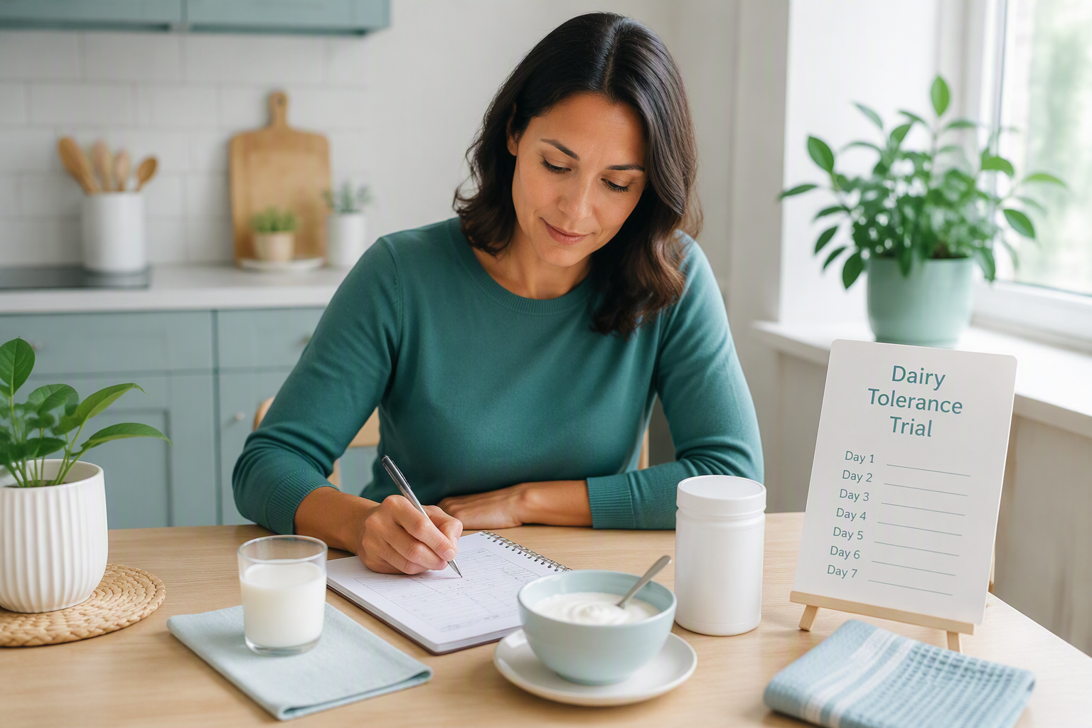 Tracking dairy meals, probiotics, and symptoms during a lactose intolerance trial