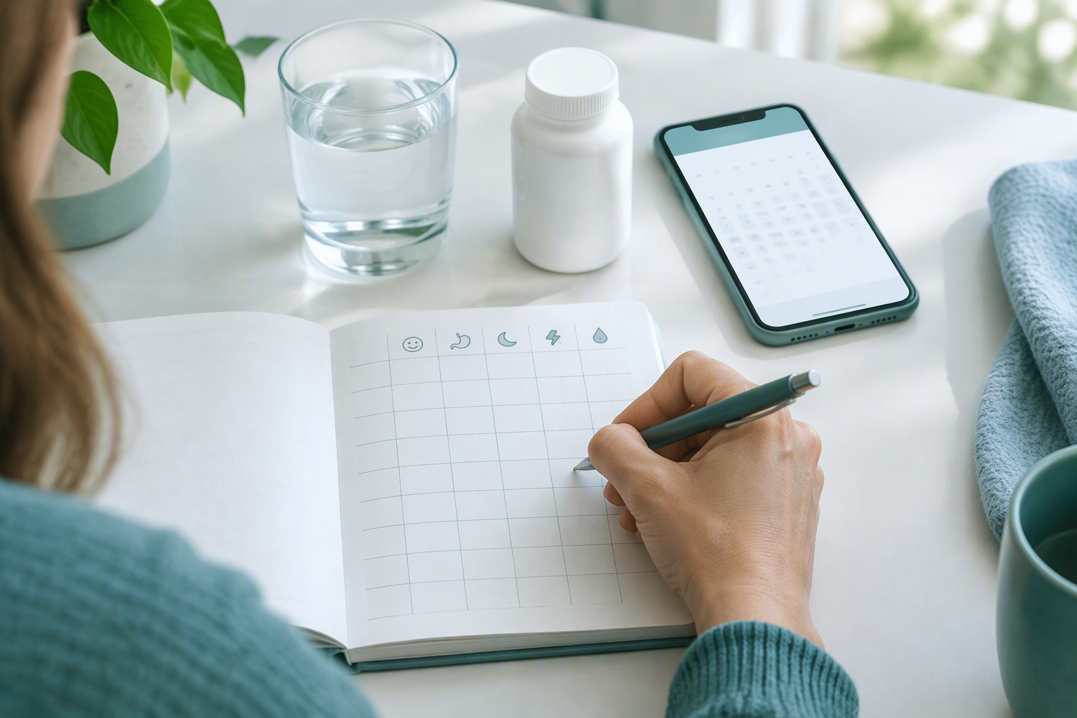 Tracking a probiotic trial with a symptom journal and daily routine
