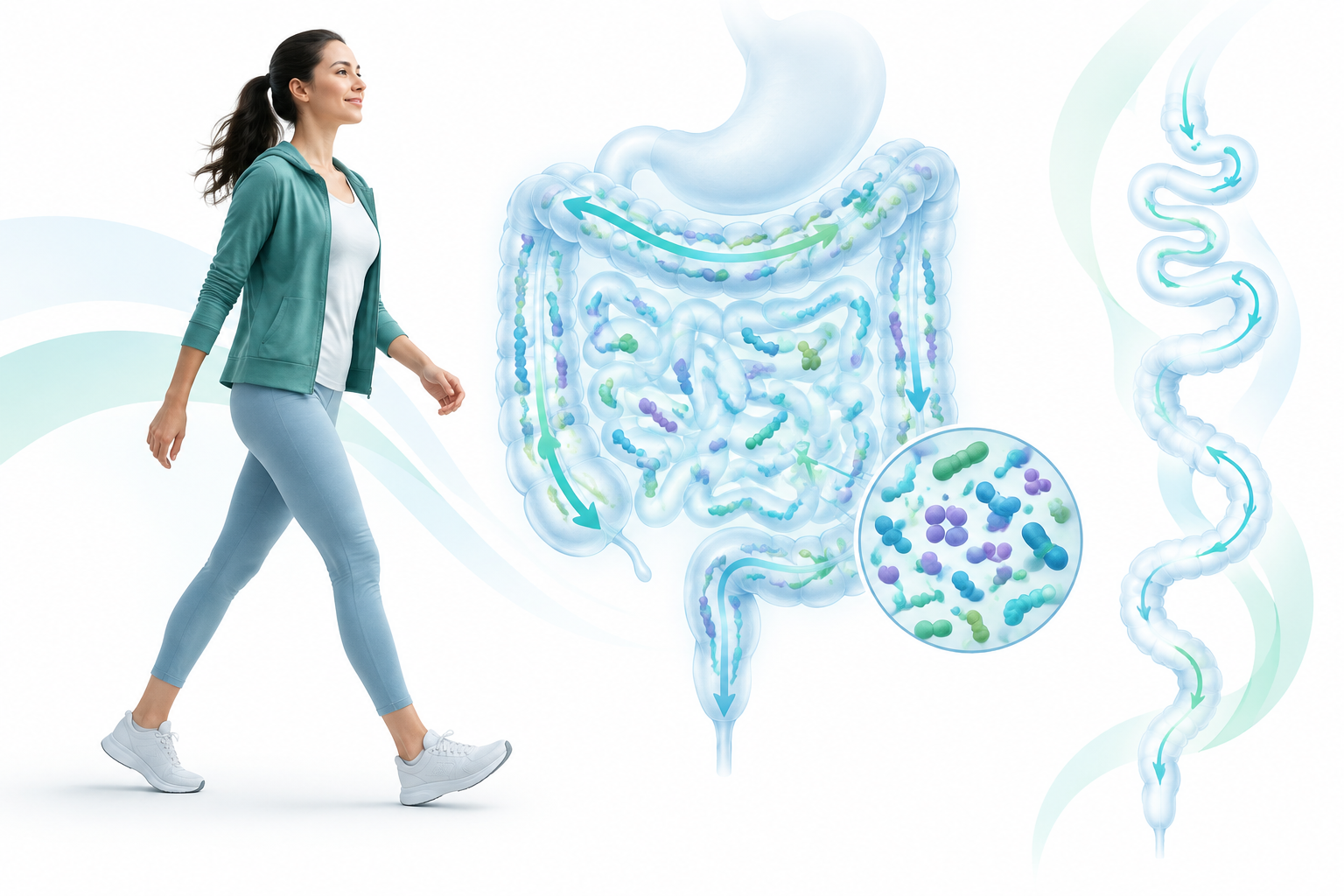 Moderate exercise supporting gut motility and gut microbiome health