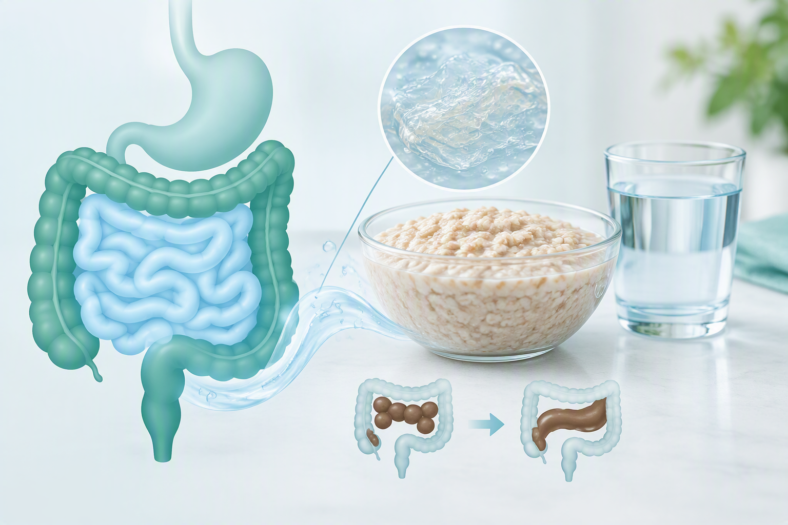 Soluble fiber gel supporting digestion, hydration, and stool consistency
