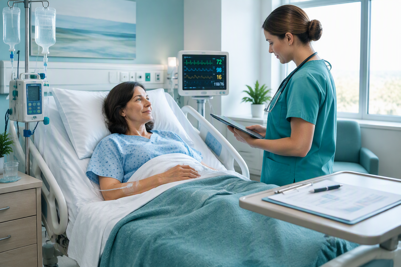 Hospital treatment for complicated diverticulitis with IV fluids and monitoring