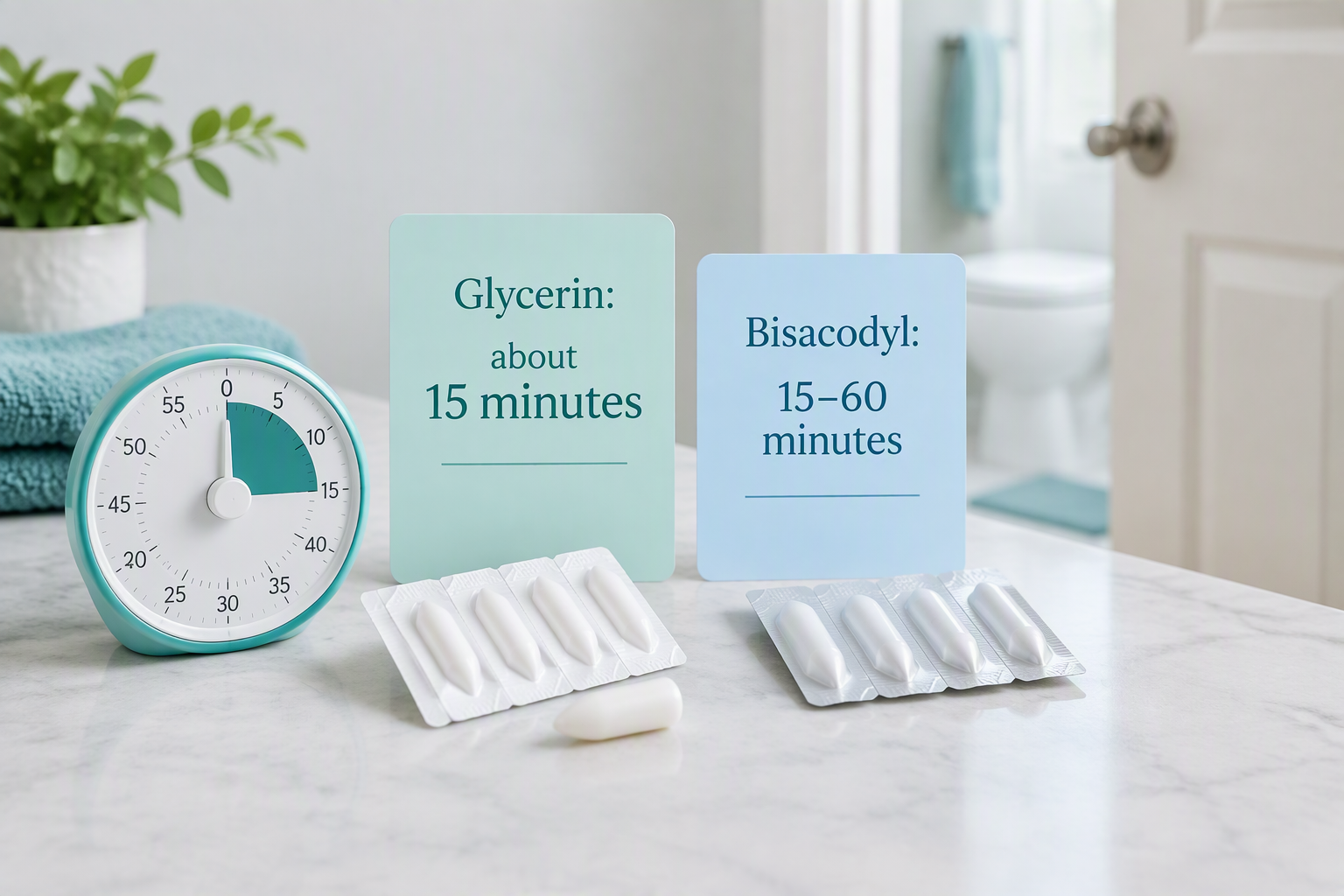 Glycerin and bisacodyl suppository timing for constipation relief