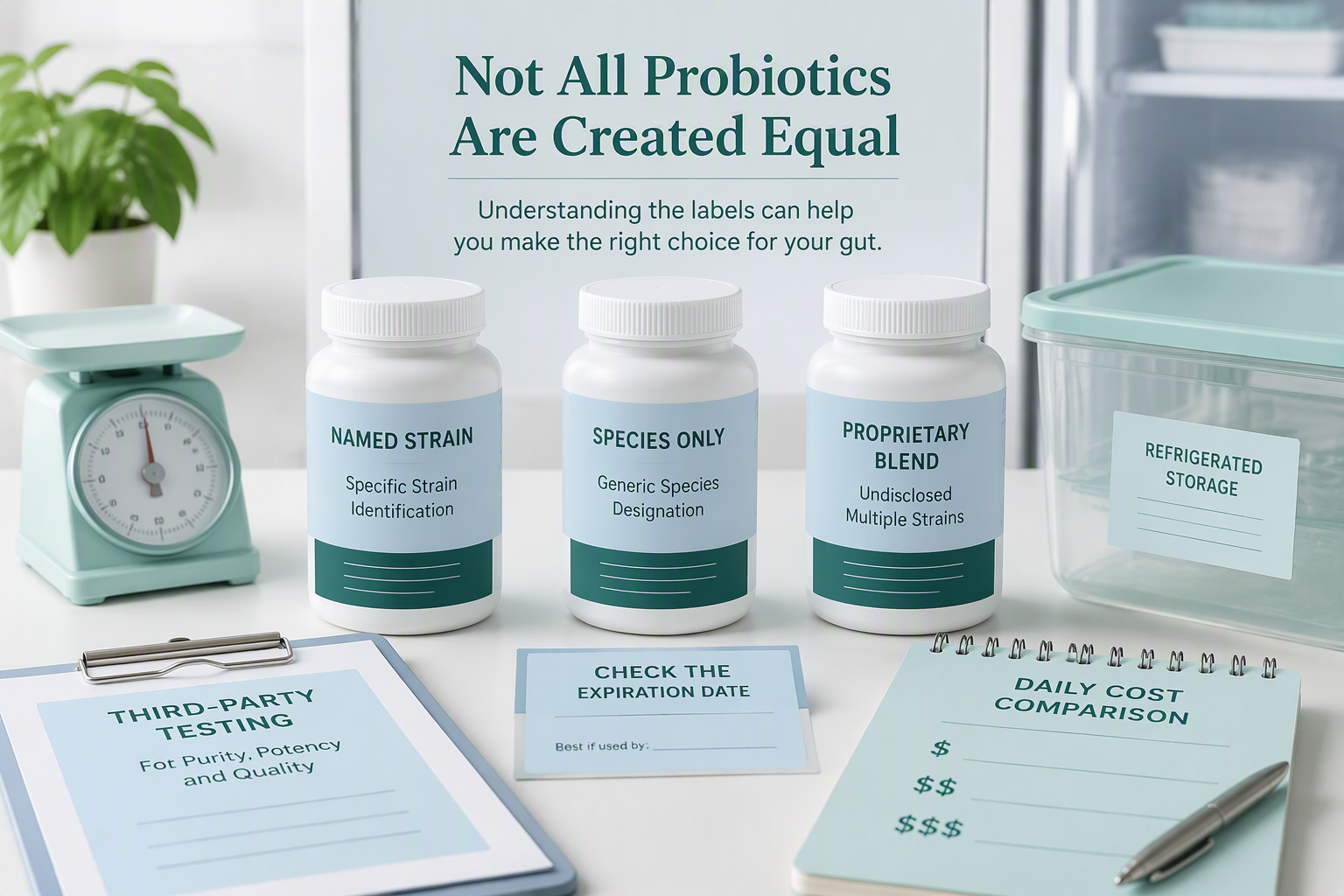 Comparing probiotic strains, CFU guarantees, testing, storage, and daily cost