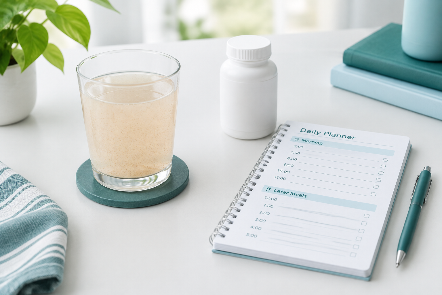 Psyllium husk and oral medicines arranged with separate timing
