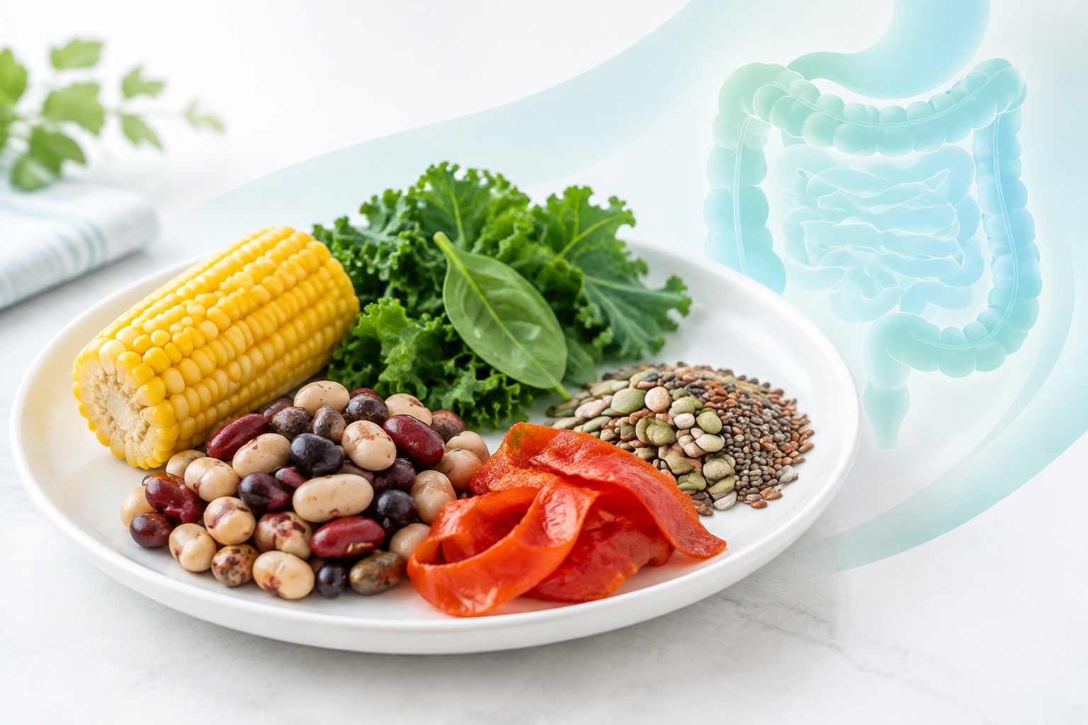 High-fiber foods such as corn, seeds, and vegetable skins linked to undigested food in stool