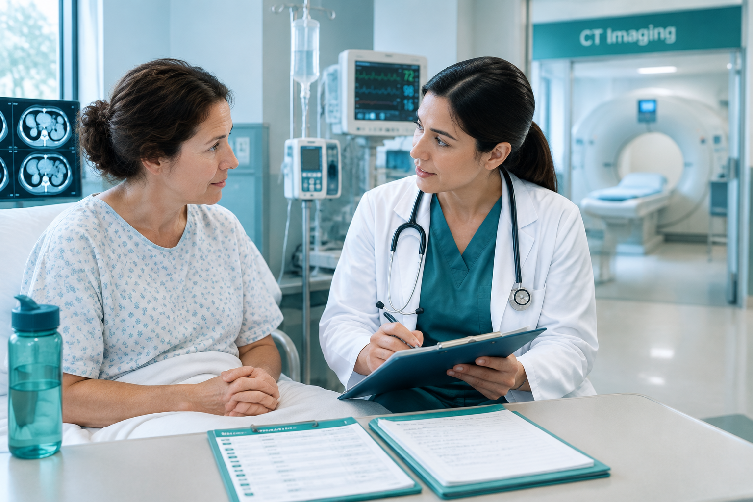 Emergency department evaluation for bowel obstruction with CT scan and medical history