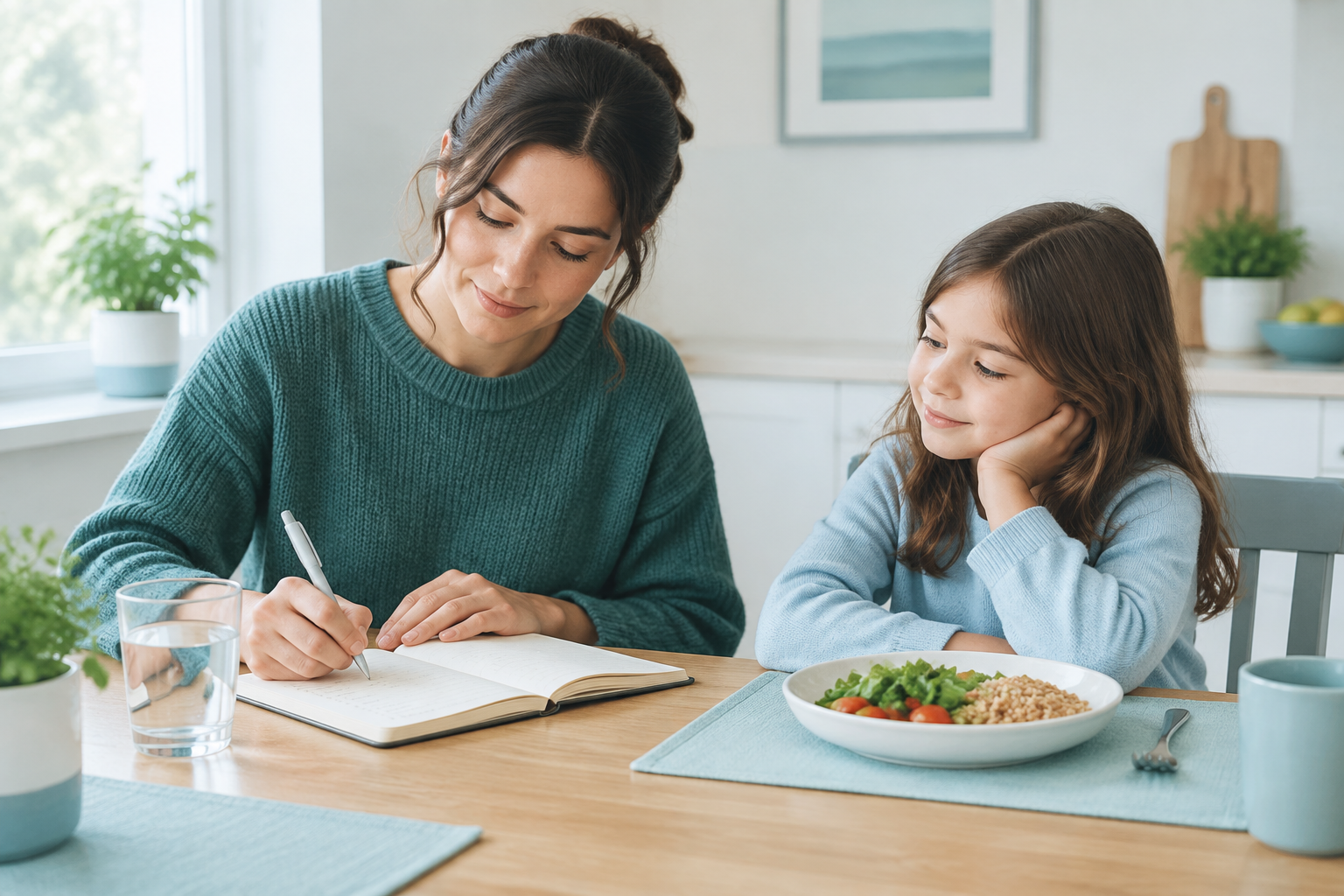 Adult and child discussing digestive symptoms linked to celiac disease