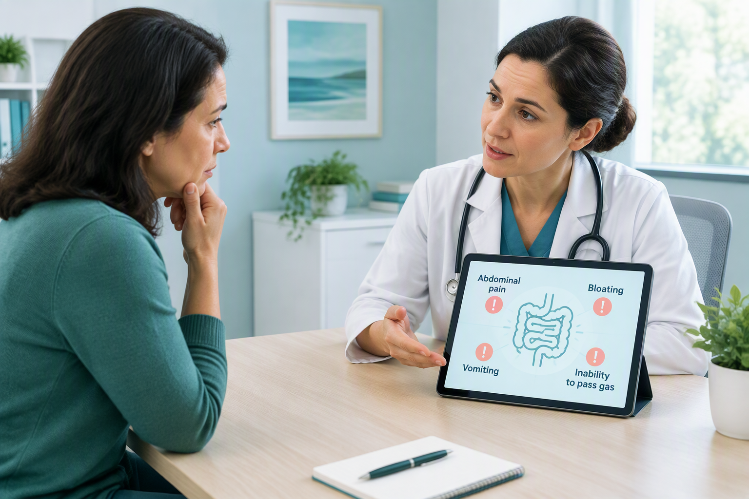 Fecal impaction and bowel blockage warning signs discussed with a clinician