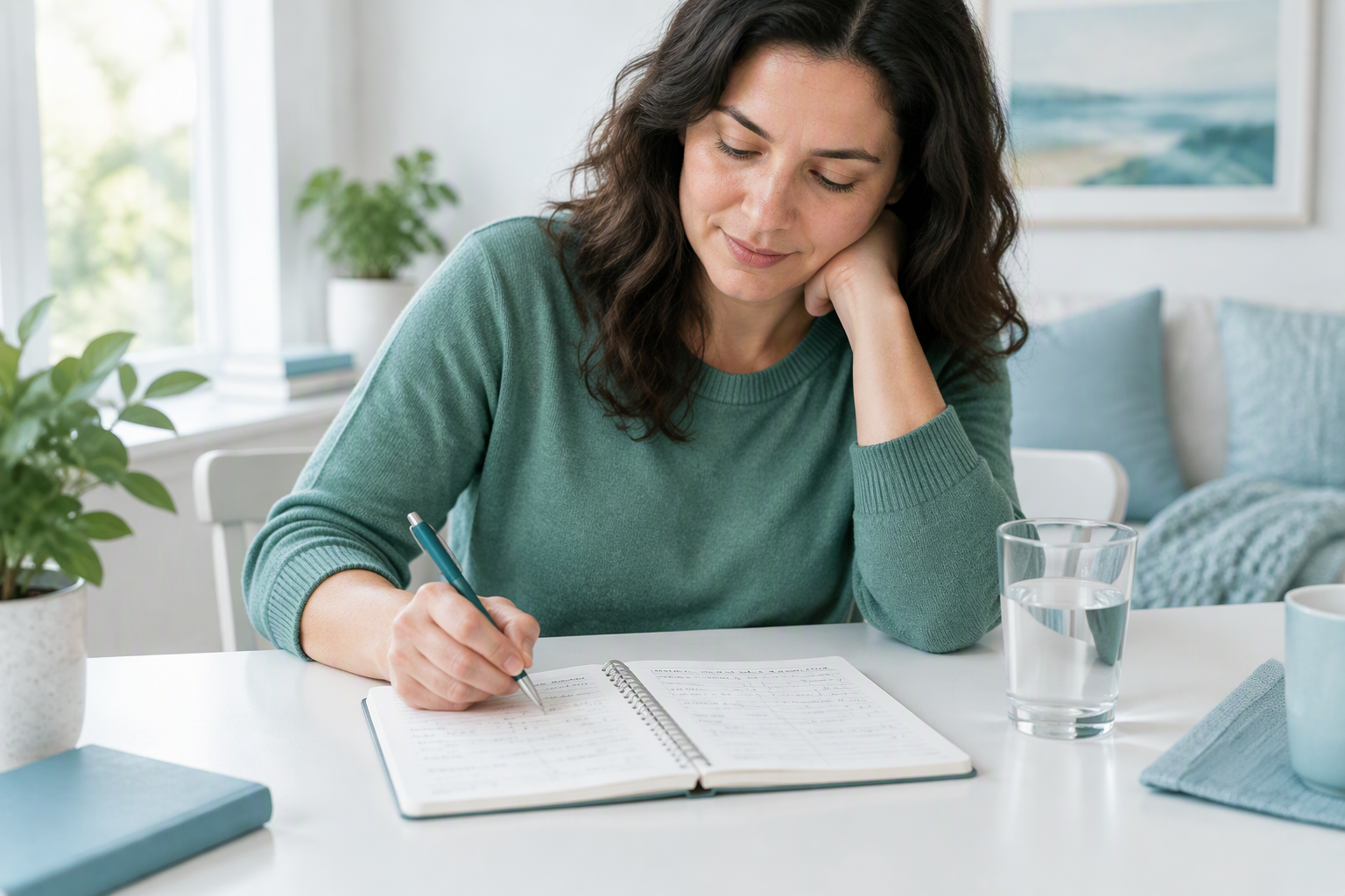 Adult tracking persistent vomiting episodes, fluids, and symptoms in a journal