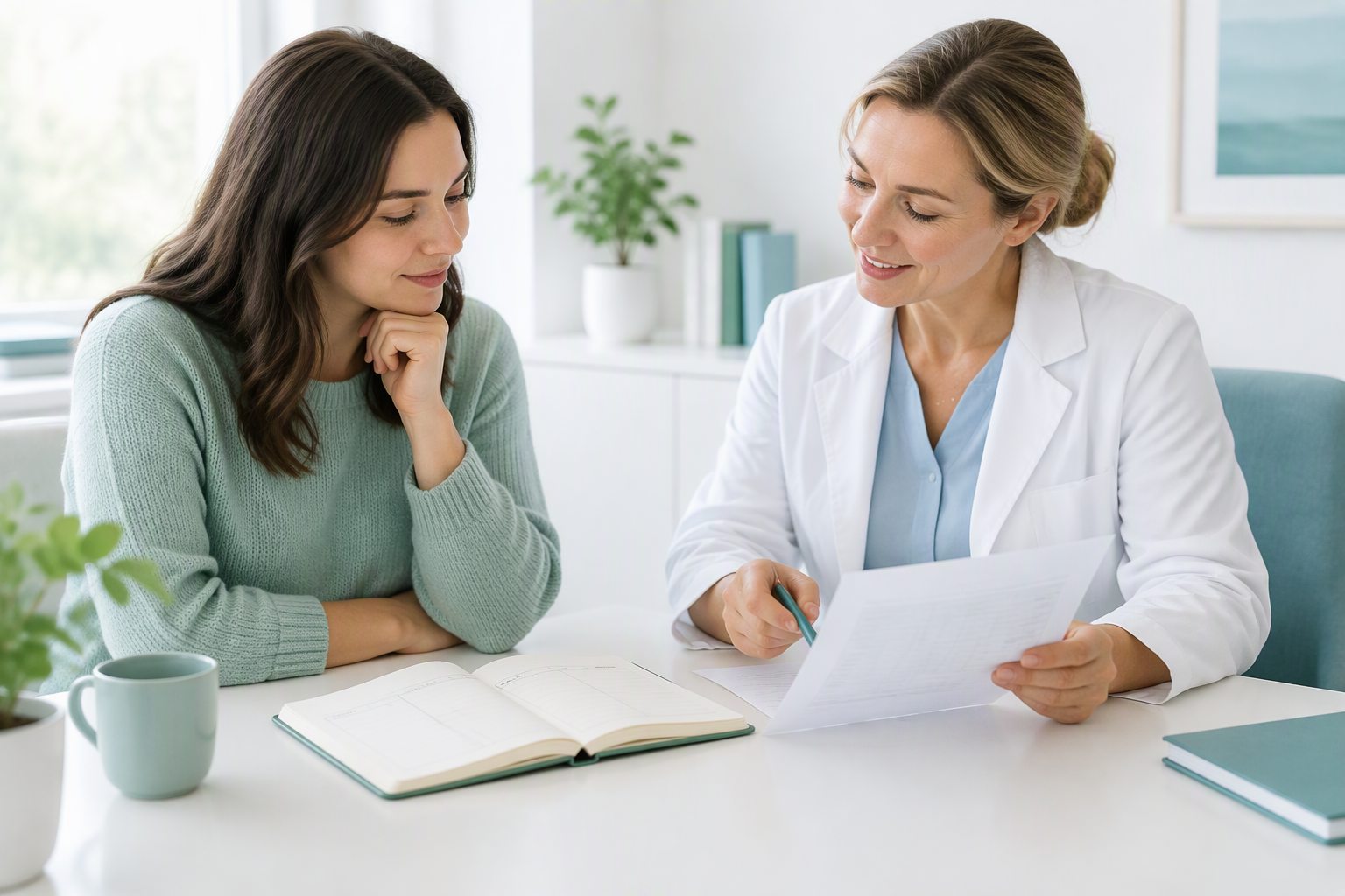 Clinician and patient discussing celiac testing before a gluten-free diet