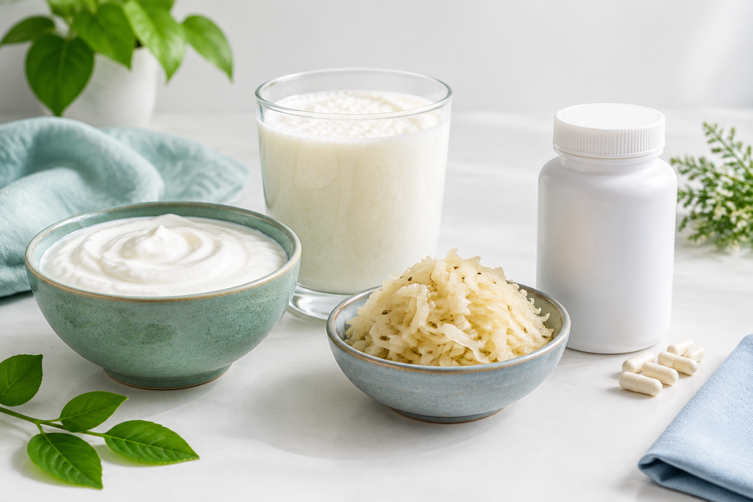 Fermented foods and probiotics supplements compared for gut health
