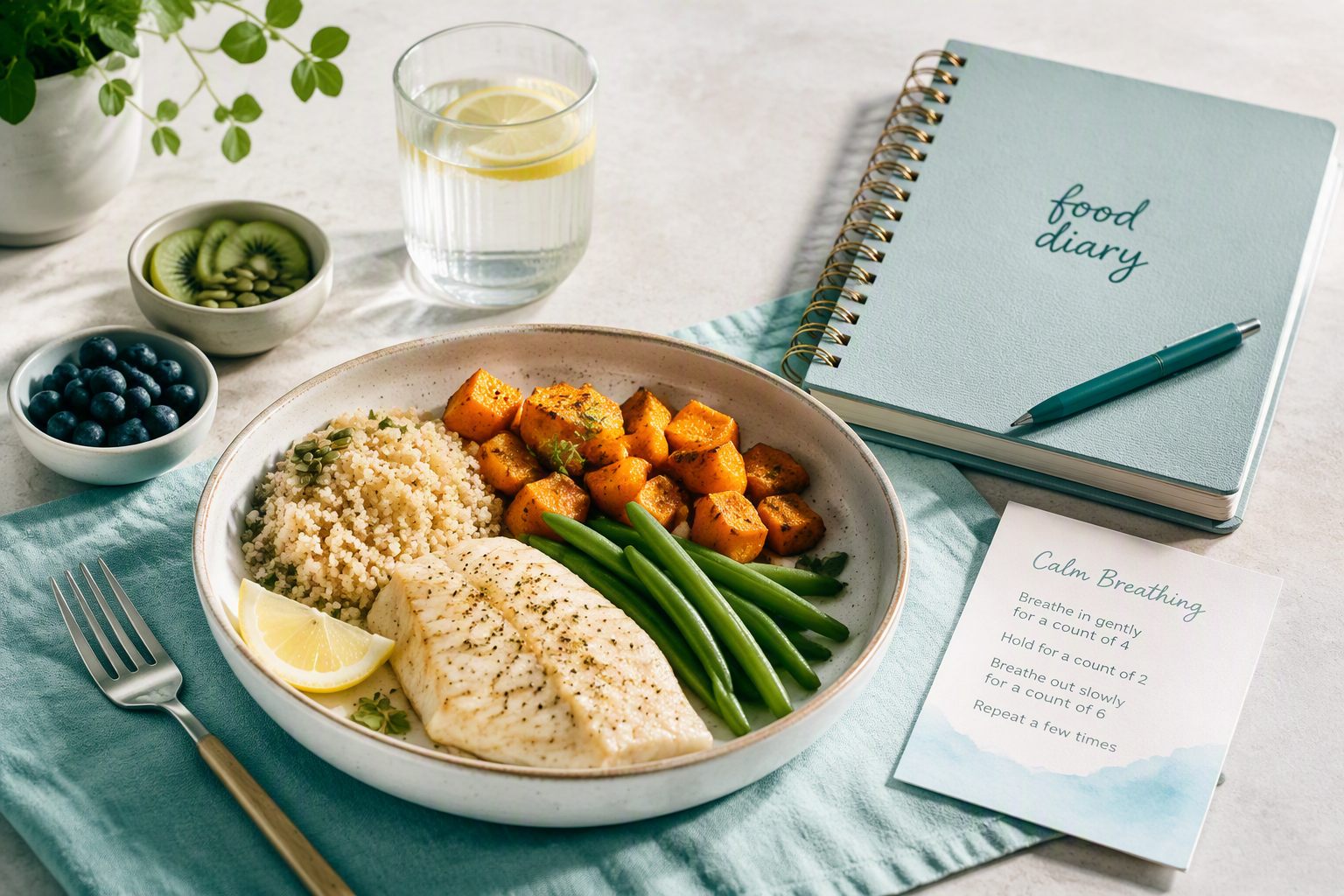 Low-FODMAP meal, food diary, and brain-gut strategies for IBS control