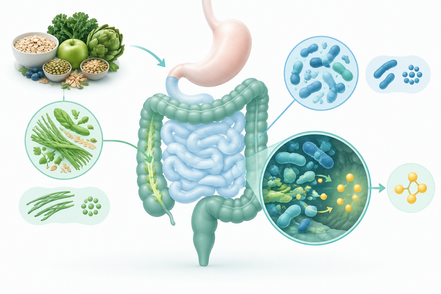 Prebiotic fiber reaches gut microbes in the colon during digestion
