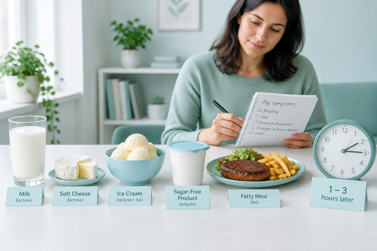 Food intolerance and diarrhea one to three hours after a meal
