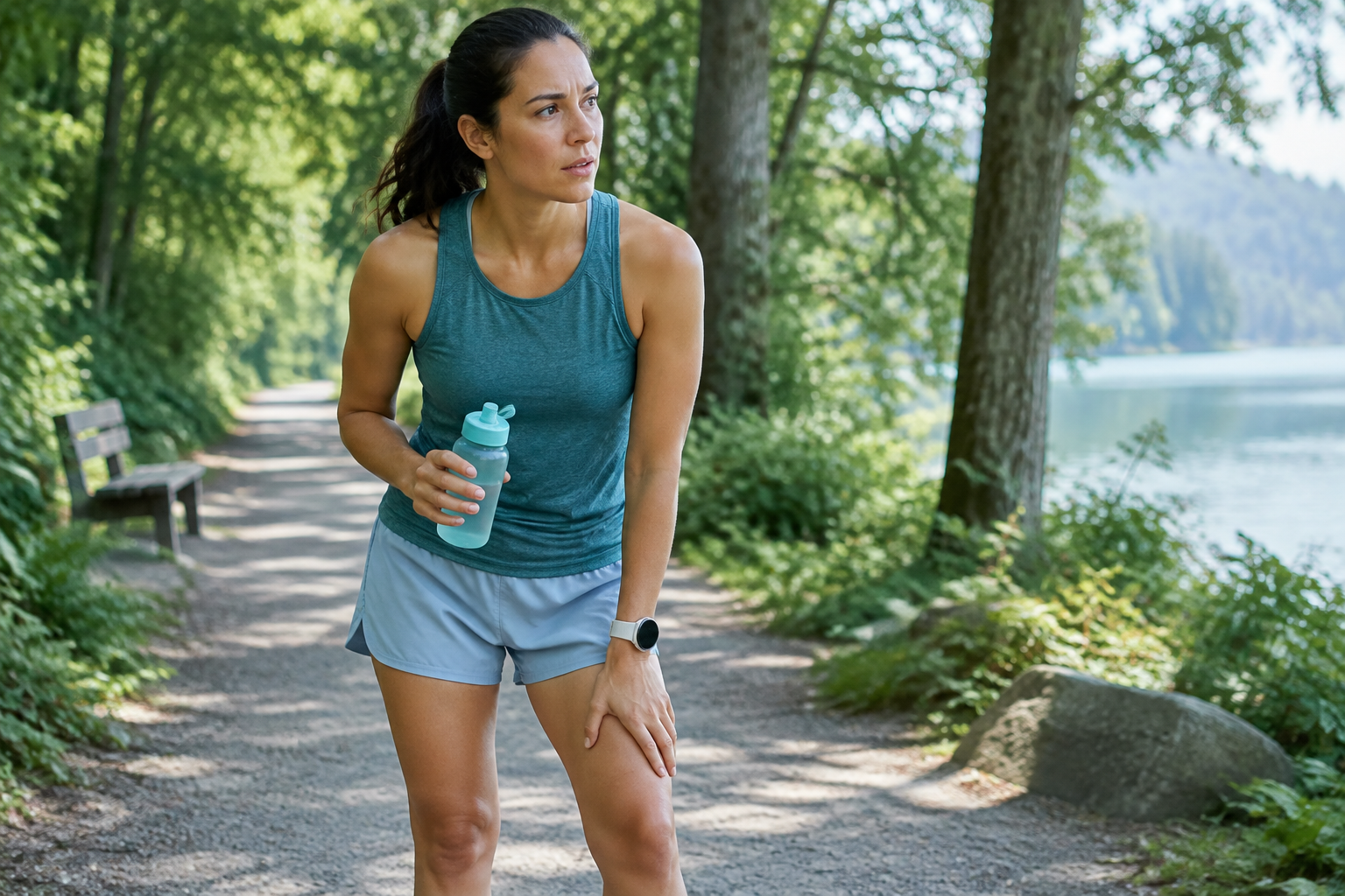 Runner slowing down while managing exercise-related gut symptoms