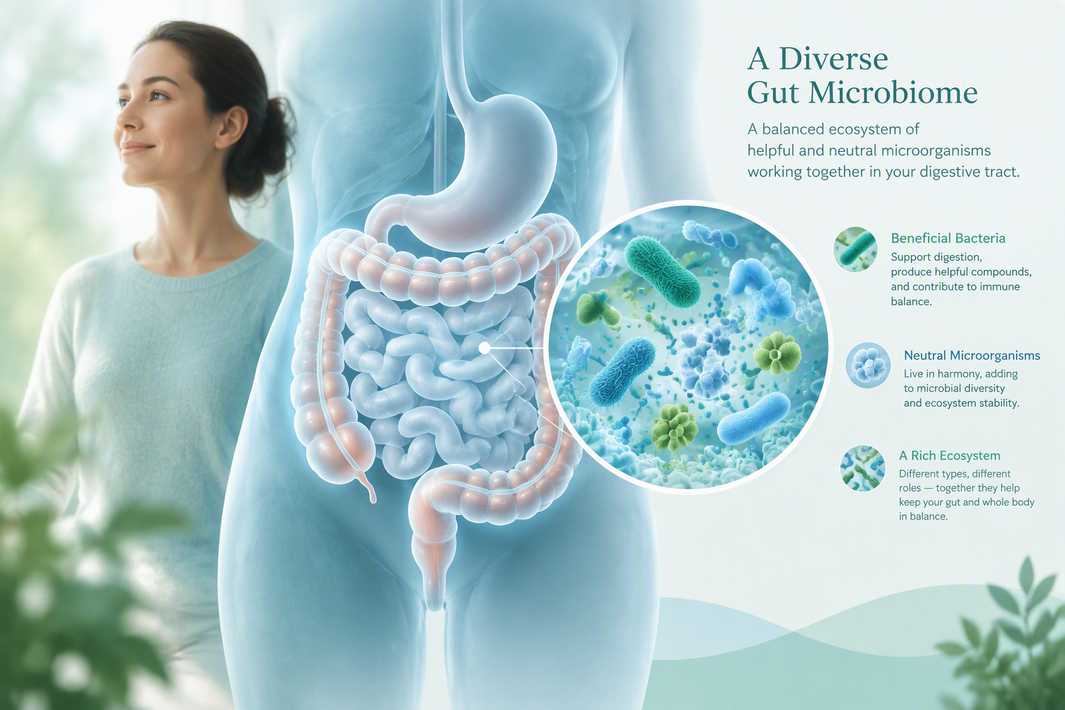Gut microbiome diversity and possible dysbiosis in the digestive tract