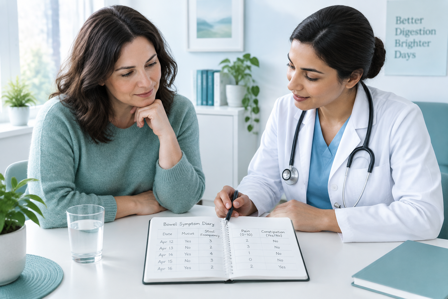 Passing mucus without stool and tracking constipation symptoms