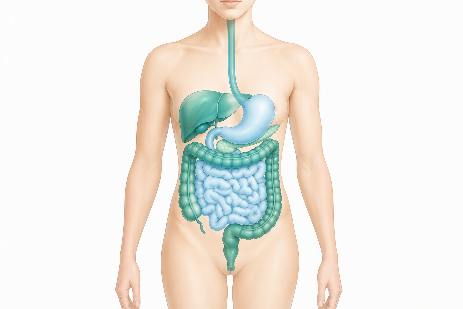 Digestive tract illustration showing organs involved in gastrointestinal disorders
