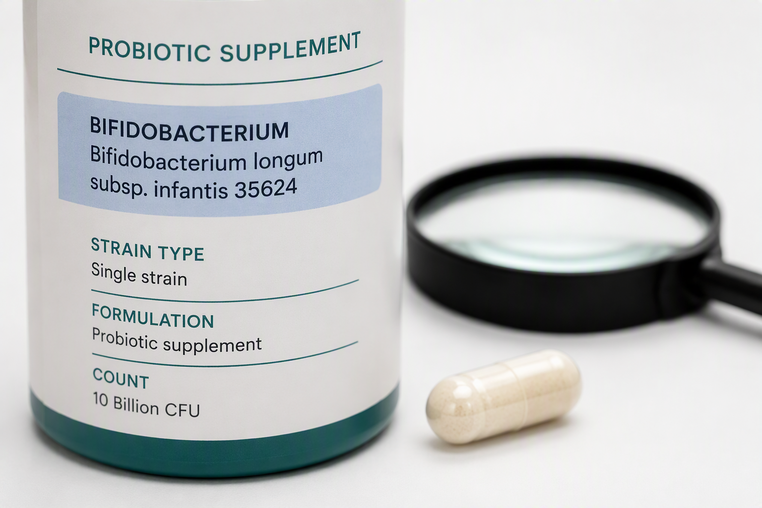 Align probiotic strain 35624 label and IBS evidence overview