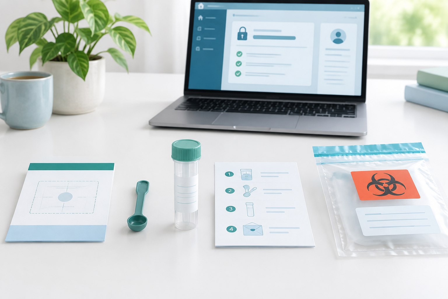 At-home microbiome testing kit with stool sample collection supplies