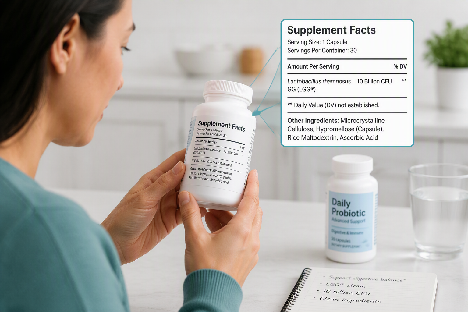 Reading Culturelle LGG probiotic labels, CFU amounts, and added ingredients