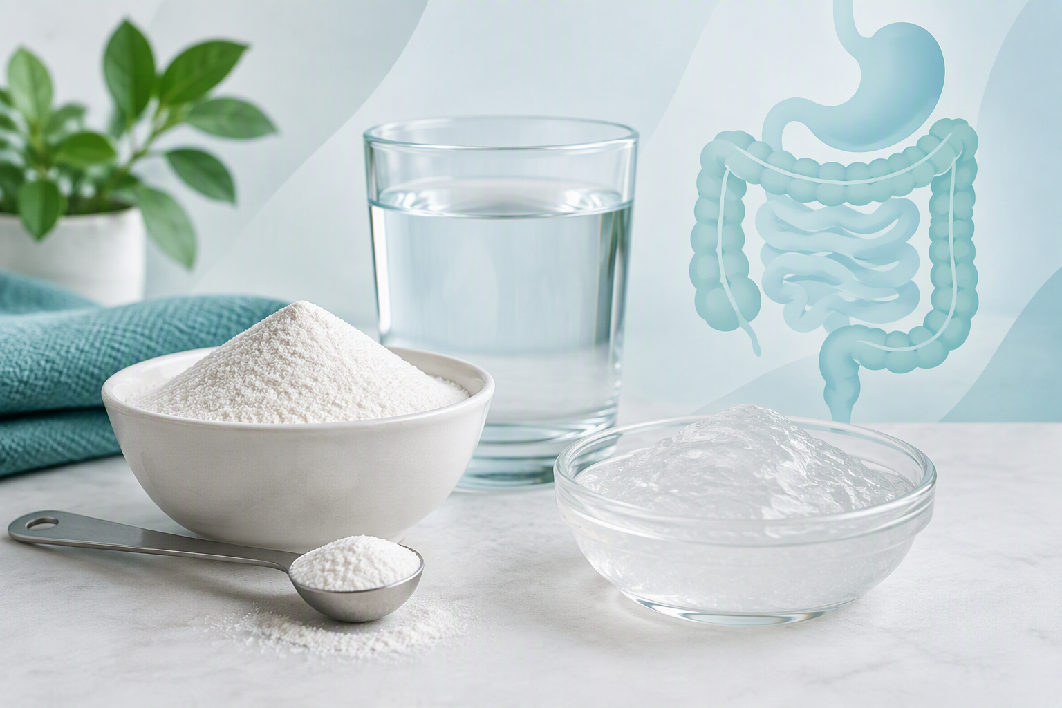Methylcellulose fiber powder and water for a non-fermentable fiber supplement