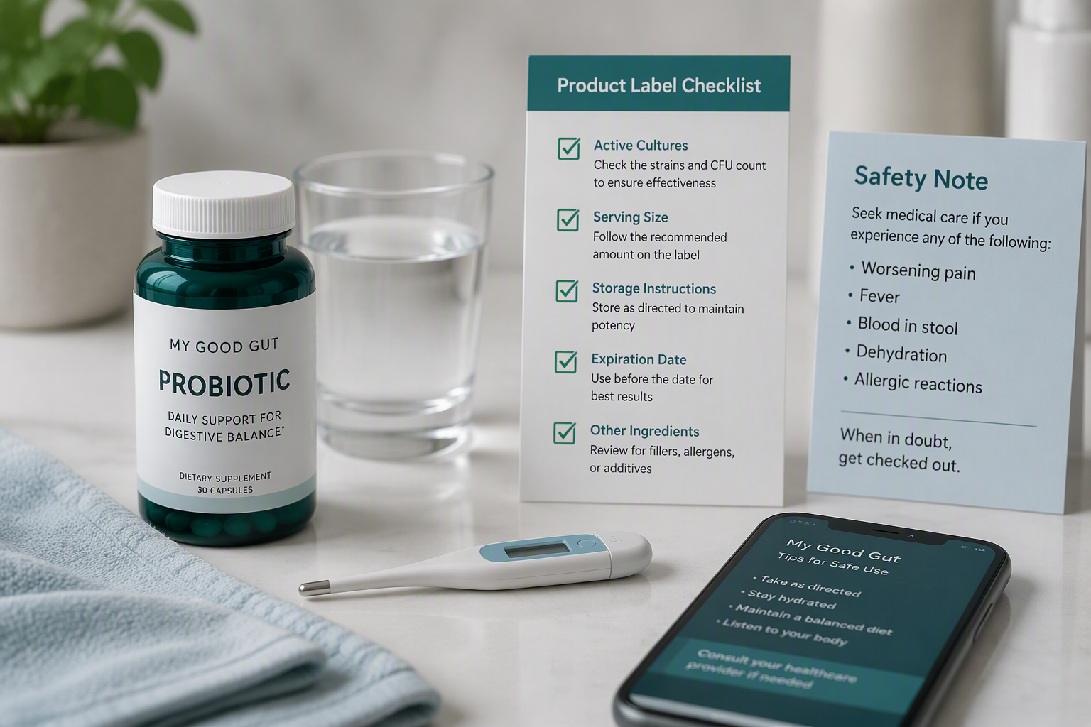 IBS probiotic safety checks and warning signs requiring medical advice