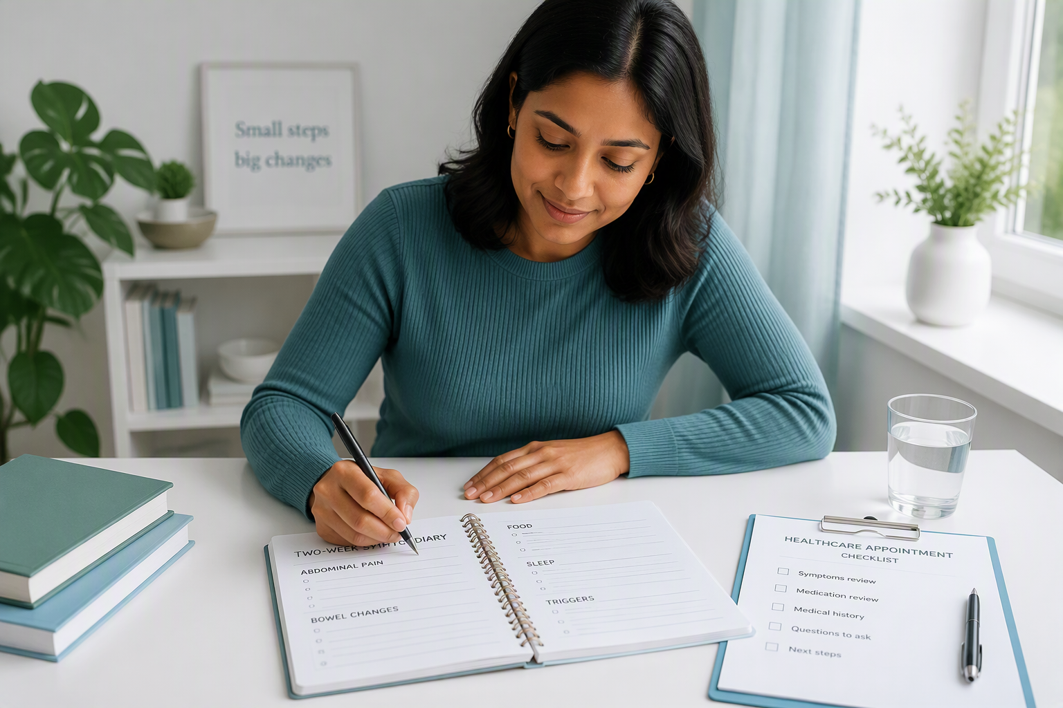 IBS symptom diary helping prepare for a healthcare appointment