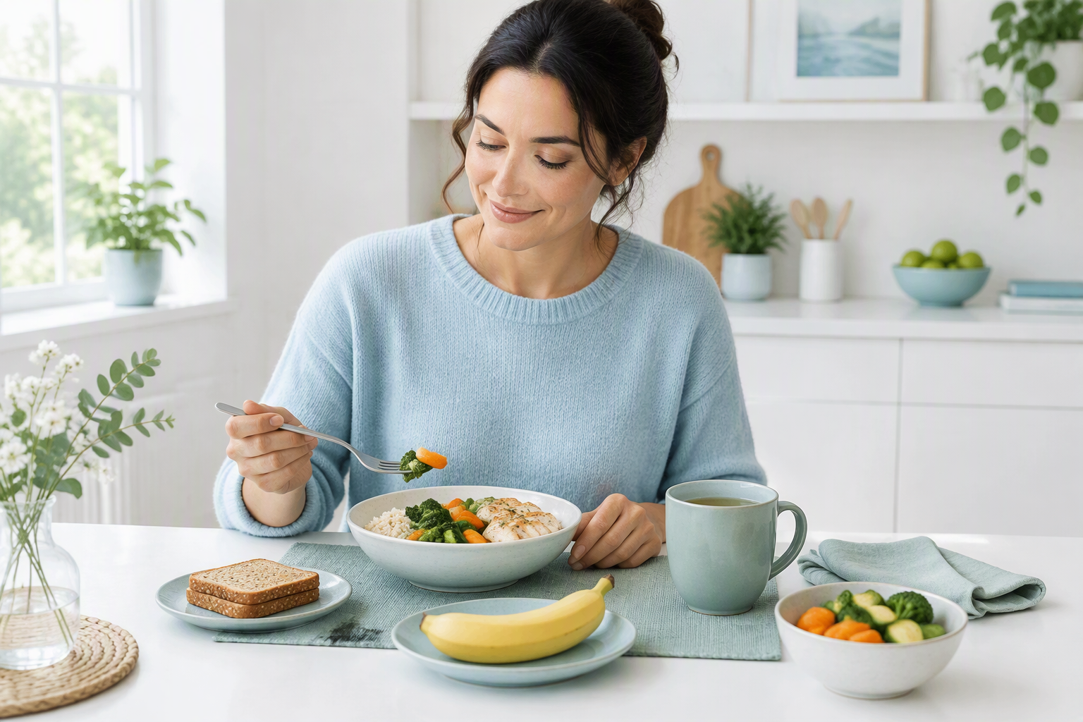 Gentle small meals and still drinks during a functional dyspepsia flare