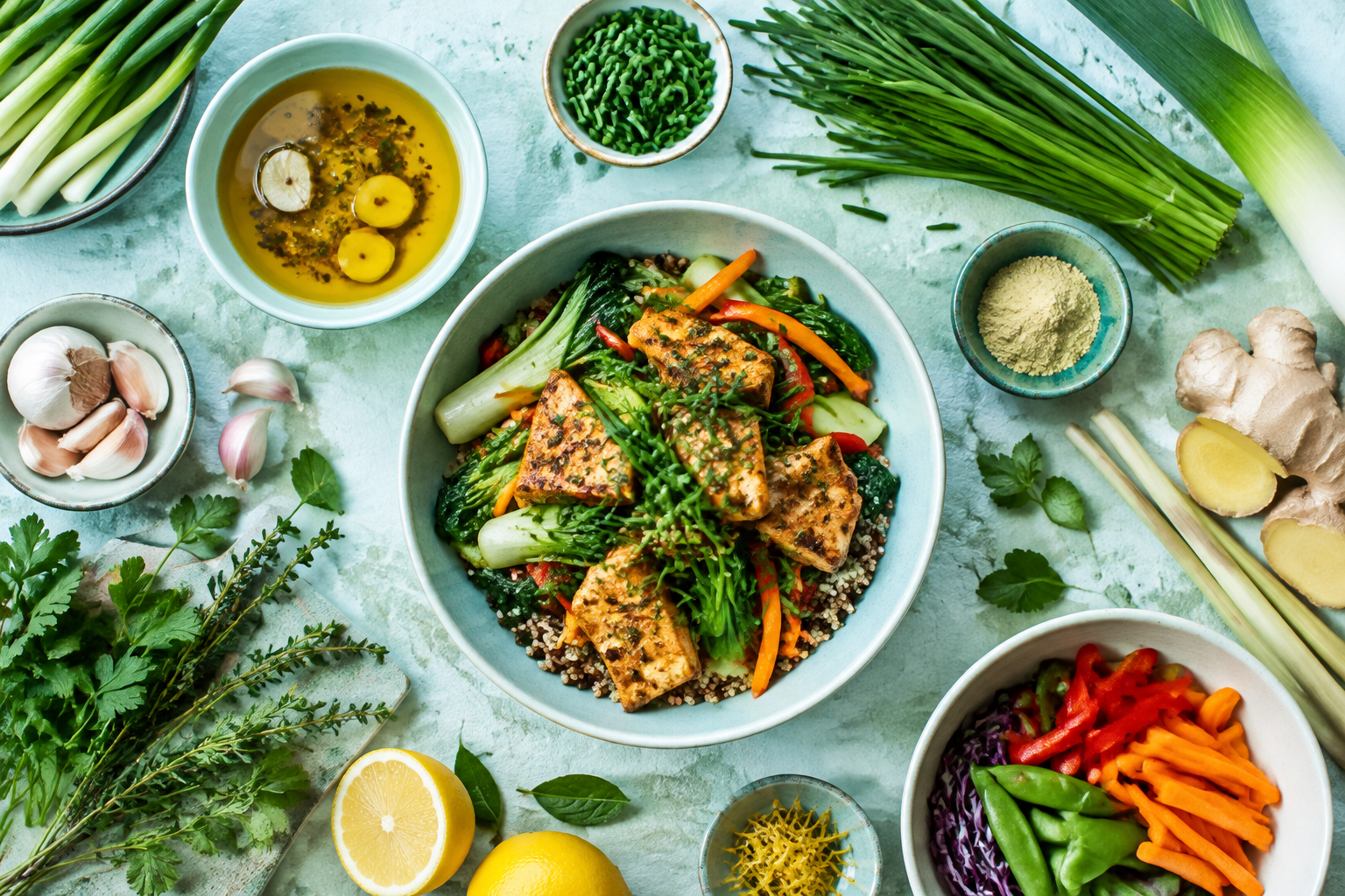 Low-FODMAP onion and garlic swaps including chives, leek greens, and infused oil