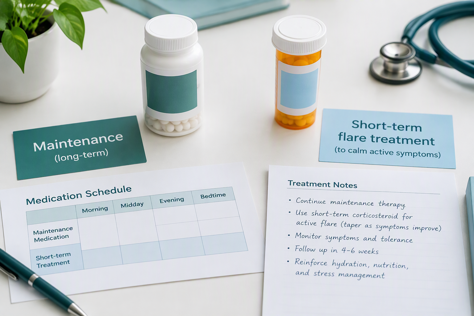 Mesalamine and corticosteroids used in ulcerative colitis and IBD flare treatment