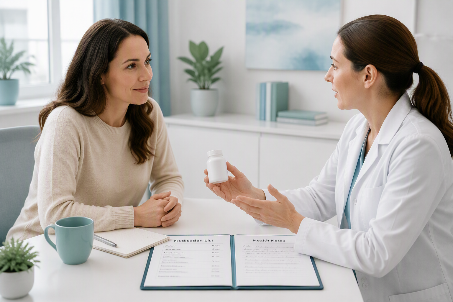 Healthcare consultation about probiotic safety and digestive symptoms