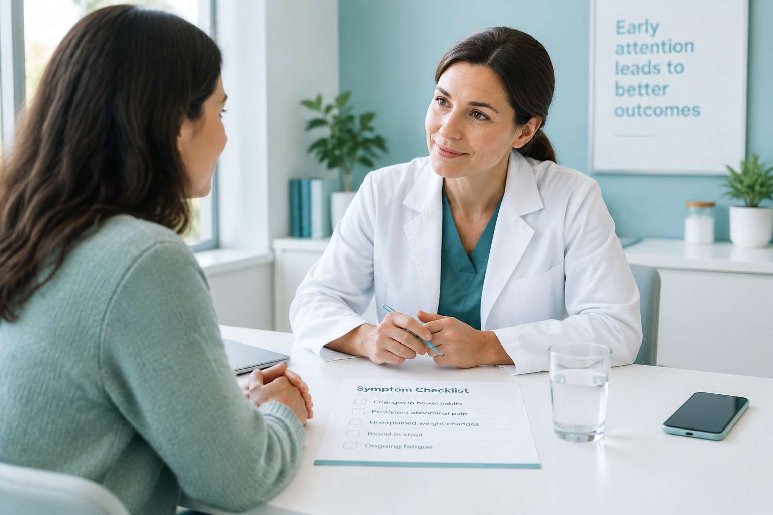 Clinician discussing digestive red flags and when urgent care is needed