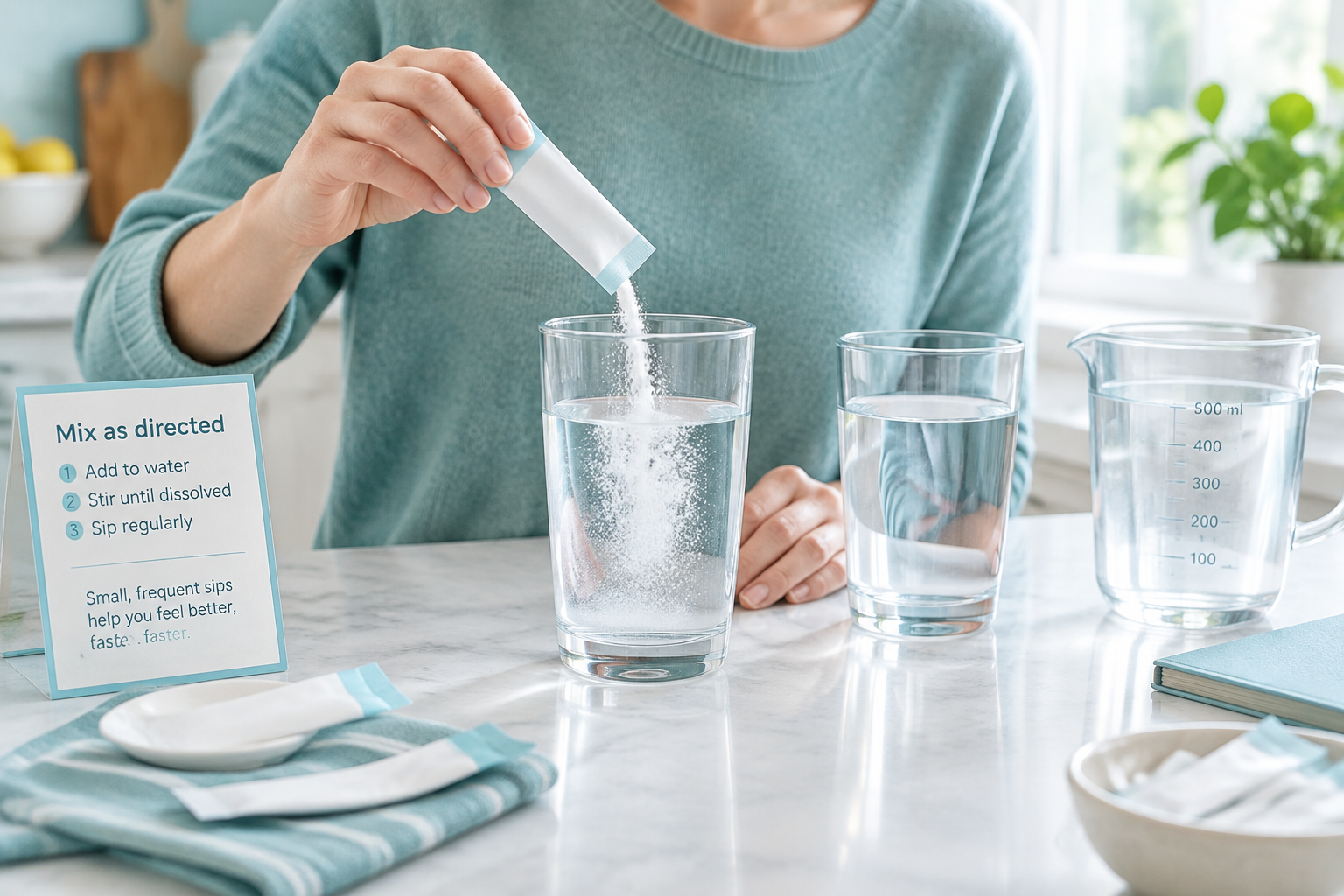 Oral rehydration solution replacing fluids and electrolytes during diarrhea