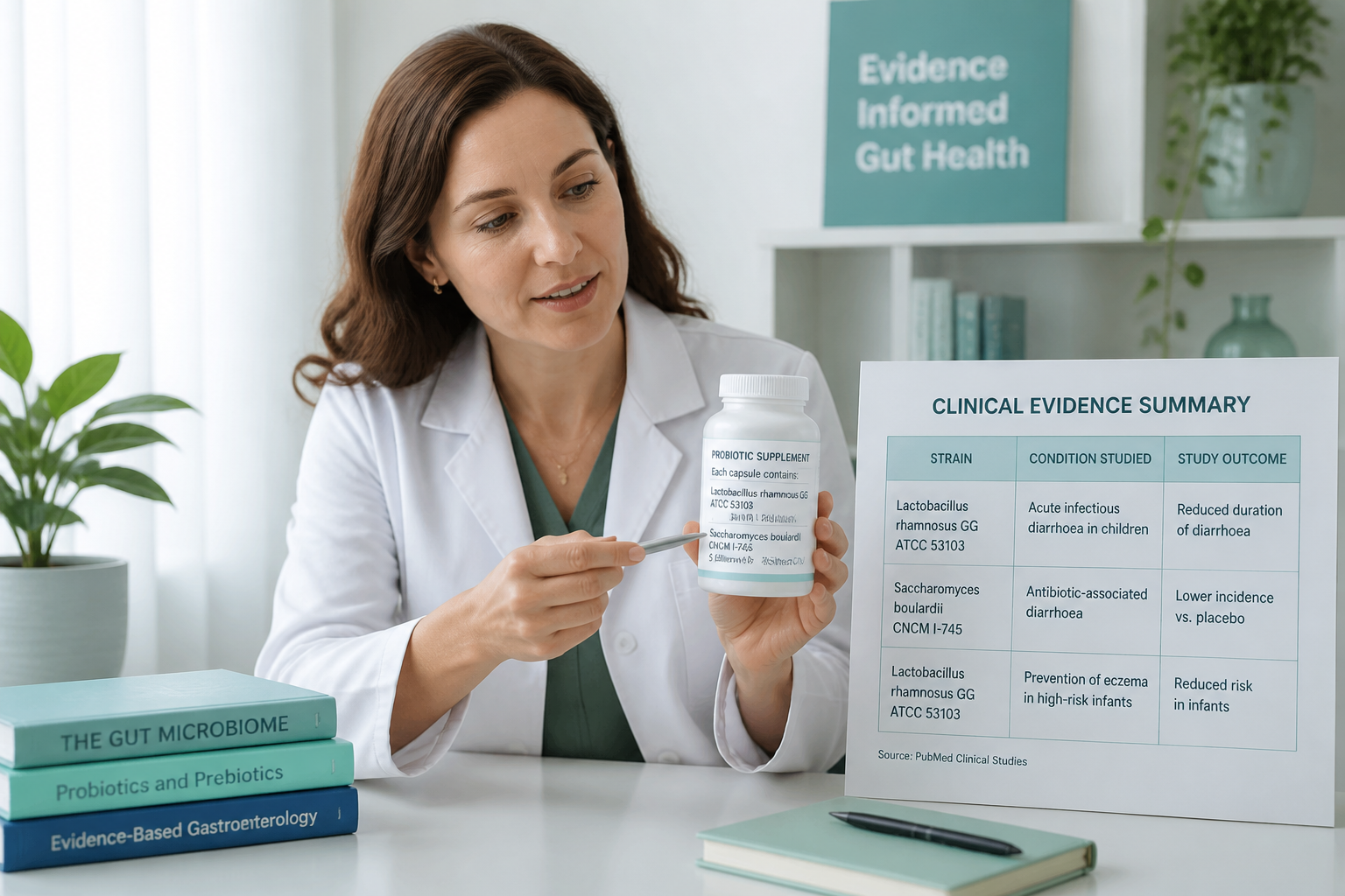 Healthcare professional matching probiotic strains to diarrhea evidence