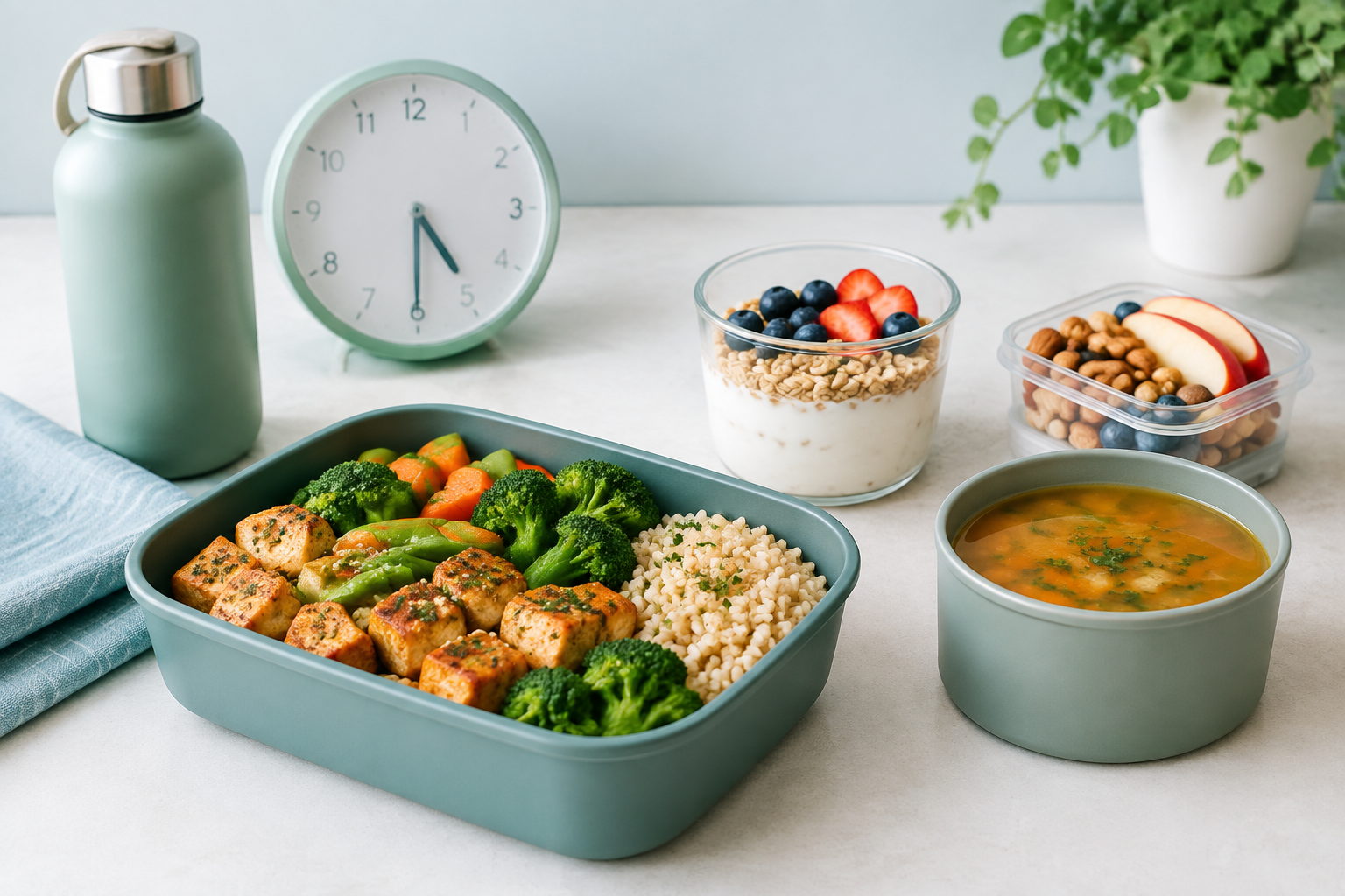 Balanced pre-shift meal and lighter overnight foods for night-shift digestion