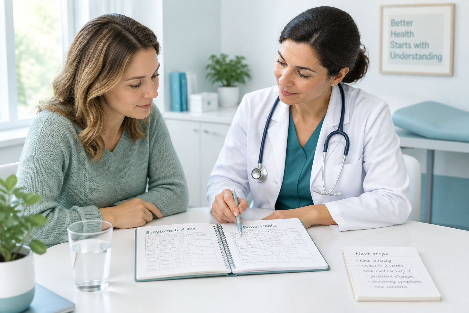 Healthcare consultation for persistent digestive symptoms and prebiotic side effects