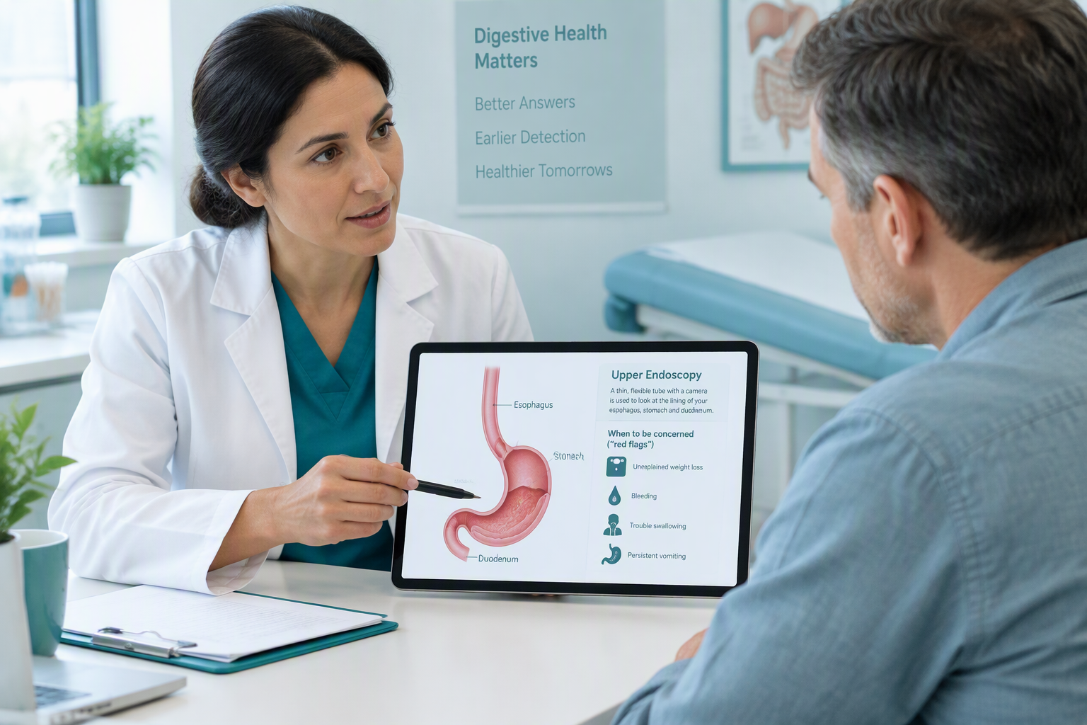 Functional dyspepsia alarm features that may require upper endoscopy