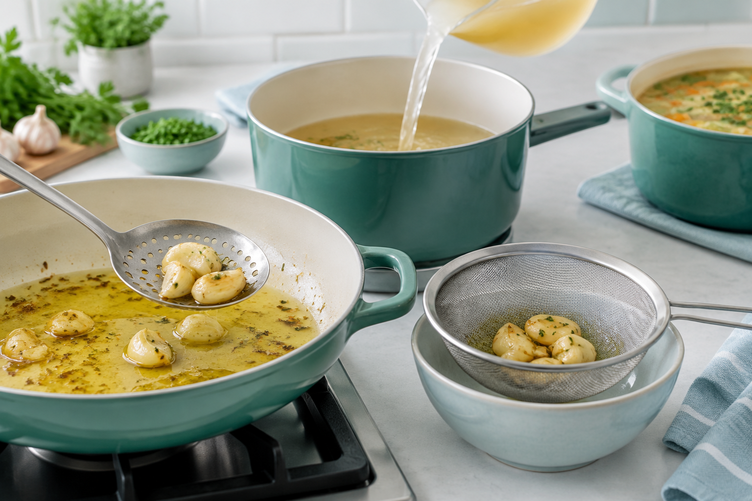 Garlic-infused oil and cooking methods that help limit onion and garlic fructans
