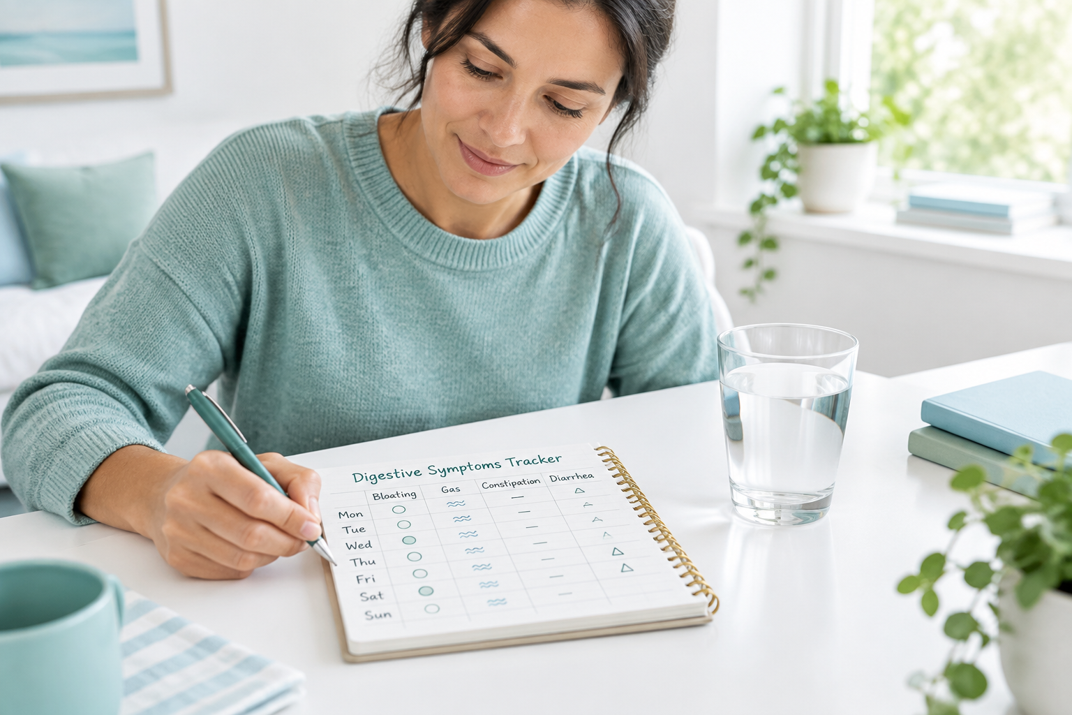 Tracking bloating, gas, constipation, and diarrhea symptoms