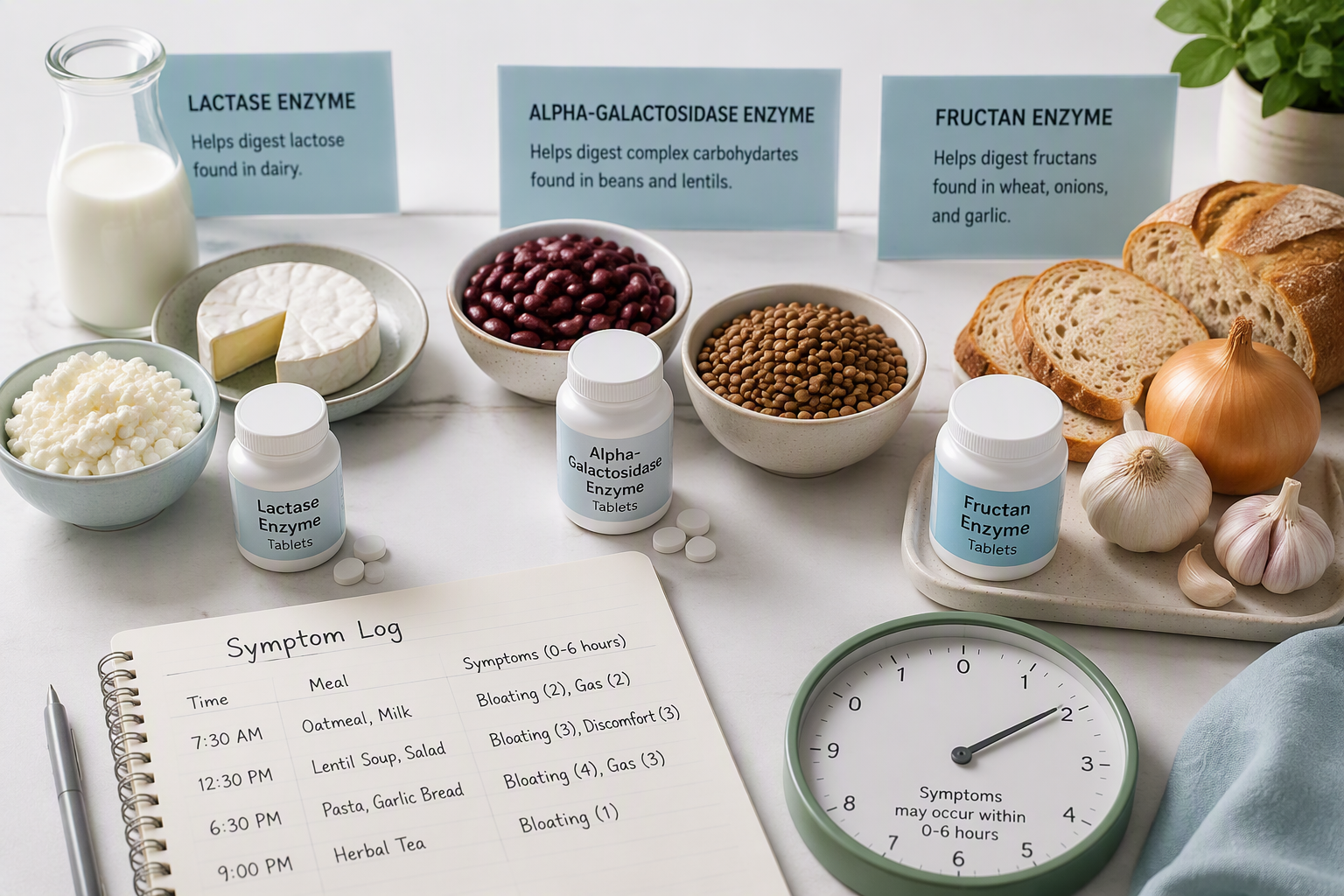 Food trigger matching for IBS: lactase for dairy and alpha-galactosidase for beans