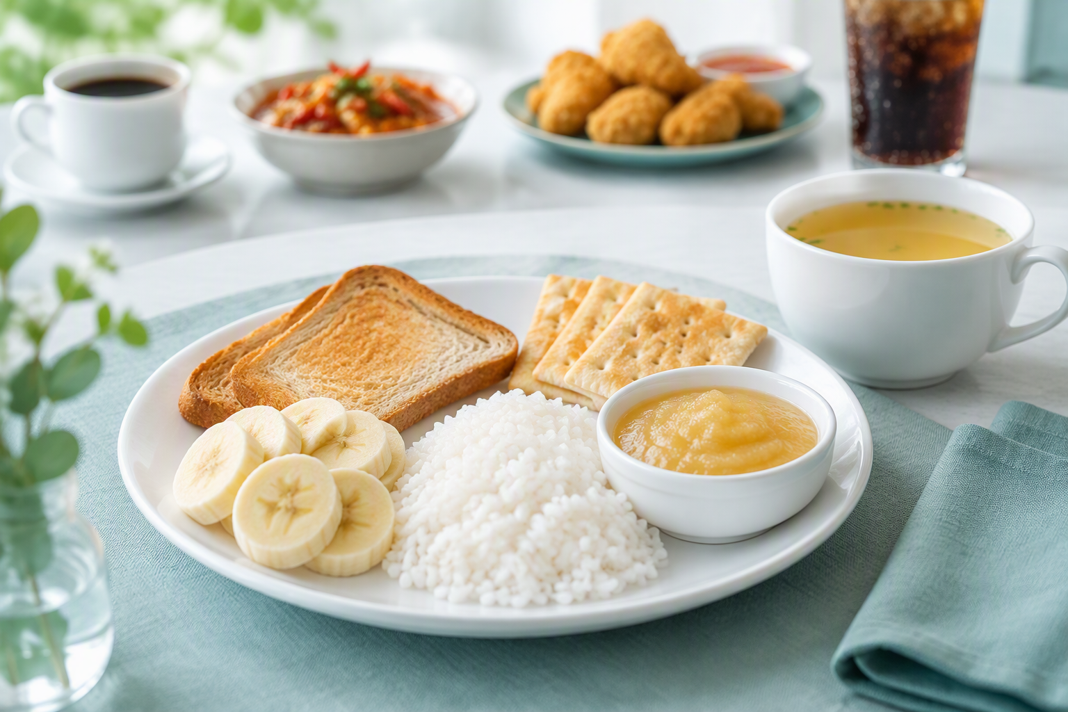 Bland foods and drinks for an upset stomach after vomiting or diarrhea