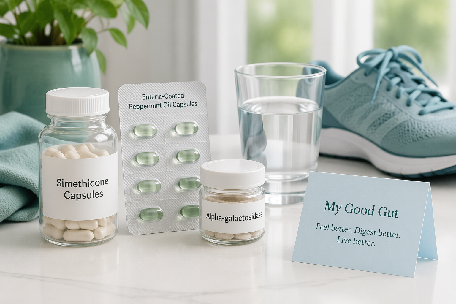 Over-the-counter OTC relief options for IBS gas like simethicone and peppermint